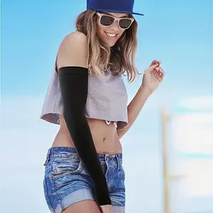 3PC/Set Unisex Cooling Arm Covers with Thumb Holes - Sunscreen Breathable Polyester Black & White Ideal for Golf Basketball Cycling Fishing Driving Sun Protection Gear Thumb Holes Design Elastic Fabric