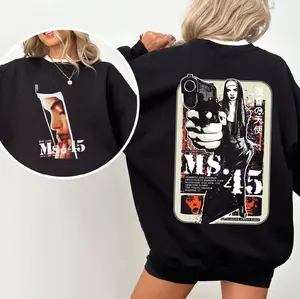 2 Side MS. 45 Hoodie, Retro 80s 90s Crime Movie Sweatshirt, Vintage Thriller Cinephile Gift, Streetwear Unisex Graphic Printed