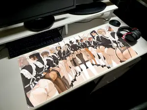 Maid Collection Gaming Mouse Pad - Large Kawaii Waifu Desk Mat - Non-Slip Rubber Base Keyboard Pad - XXL Aesthetic Anime Desk Setup - Maid Cafe Fan Art Merch