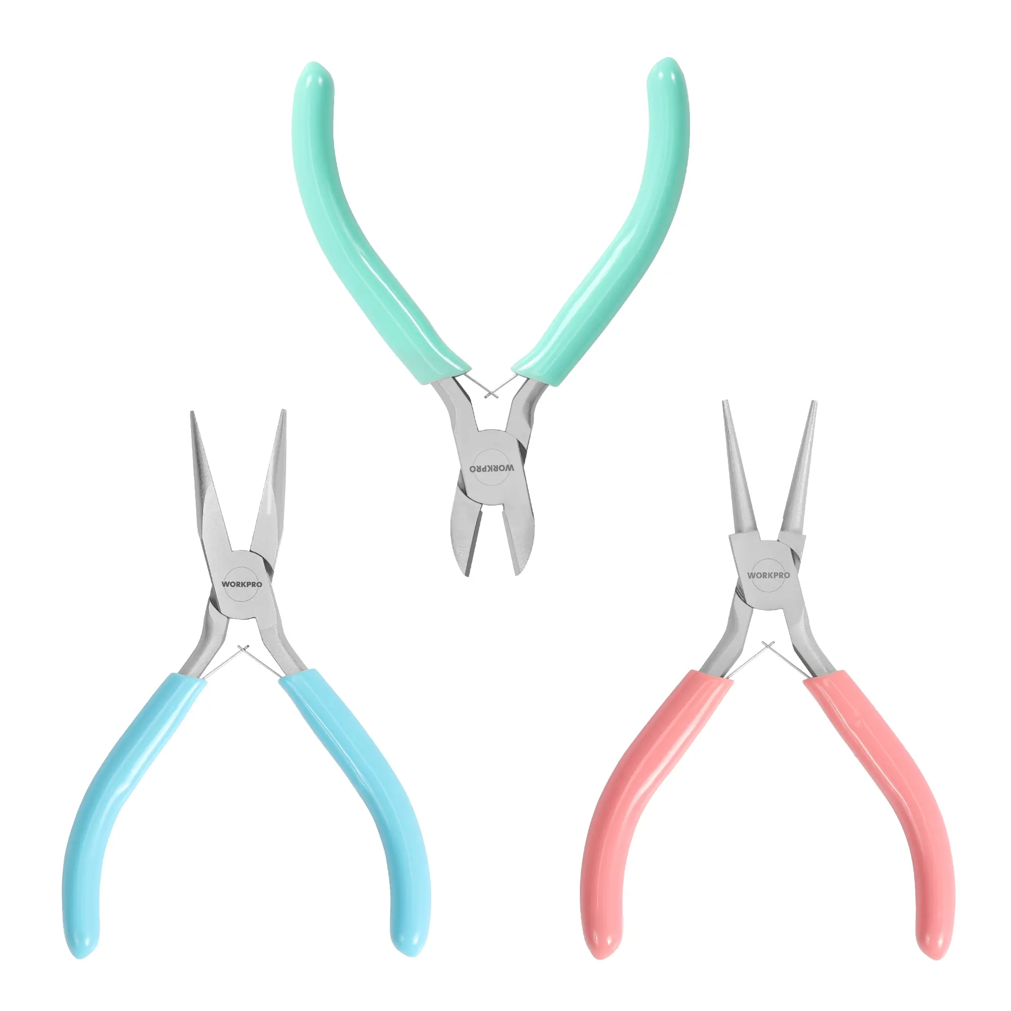 WORKPRO Jewelry Pliers Set, 3 Pack Jewelry Making Tool Kit | Includes Mini Needle Nose Plier/Chain Nose Plier, Round Nose Plier and Wire Cutter for Jewelry Repair & Making, DIY Crafts