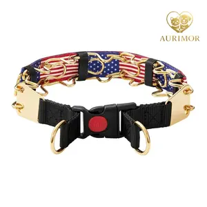 Prong Collar for  Dogs – Humane No-Pull Pinch Training Collar with American Flag Design and Secure Buckle, Safe & Pet-Friendly for Small,dog products, Medium & Large Pets,dog accessories, Ideal for Walking & Training Leash