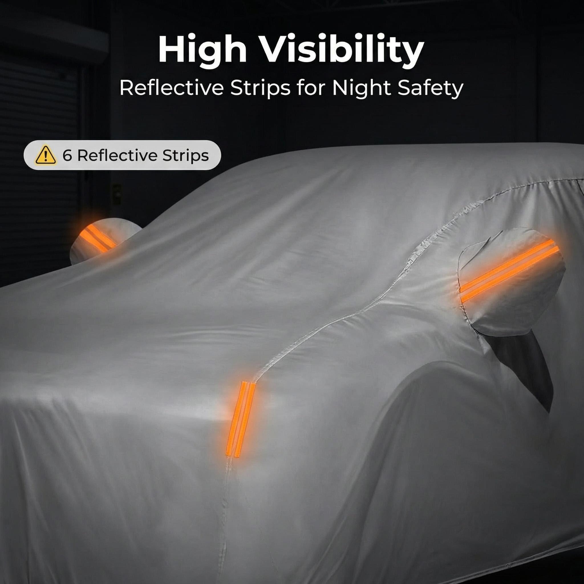 Universal Full Car Cover,Zipper Door Design,Waterproof,Dustproof,UV Protection,Scratch Resistant,Reflective Strips,for All Weather Car Body Protection,Outdoor Parking and Garage Use,Car Stuff