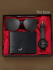 3-piece classic men's gift set: quartz watch, wallet and sunglasses - a practical and meaningful high-end gift