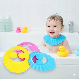 Adjustable Baby Shampoo Hat - Soft silicone Bath Visor, Waterproof Ear Protection for Kids, Hypoallergenic Reusable Washing Cap, No-Slip bathing accessory for infant toddler, Shower Caps