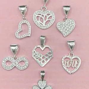 Valentines 925 Sterling Silver Cz heart Pendant (CHAIN NOT INCLUDED )