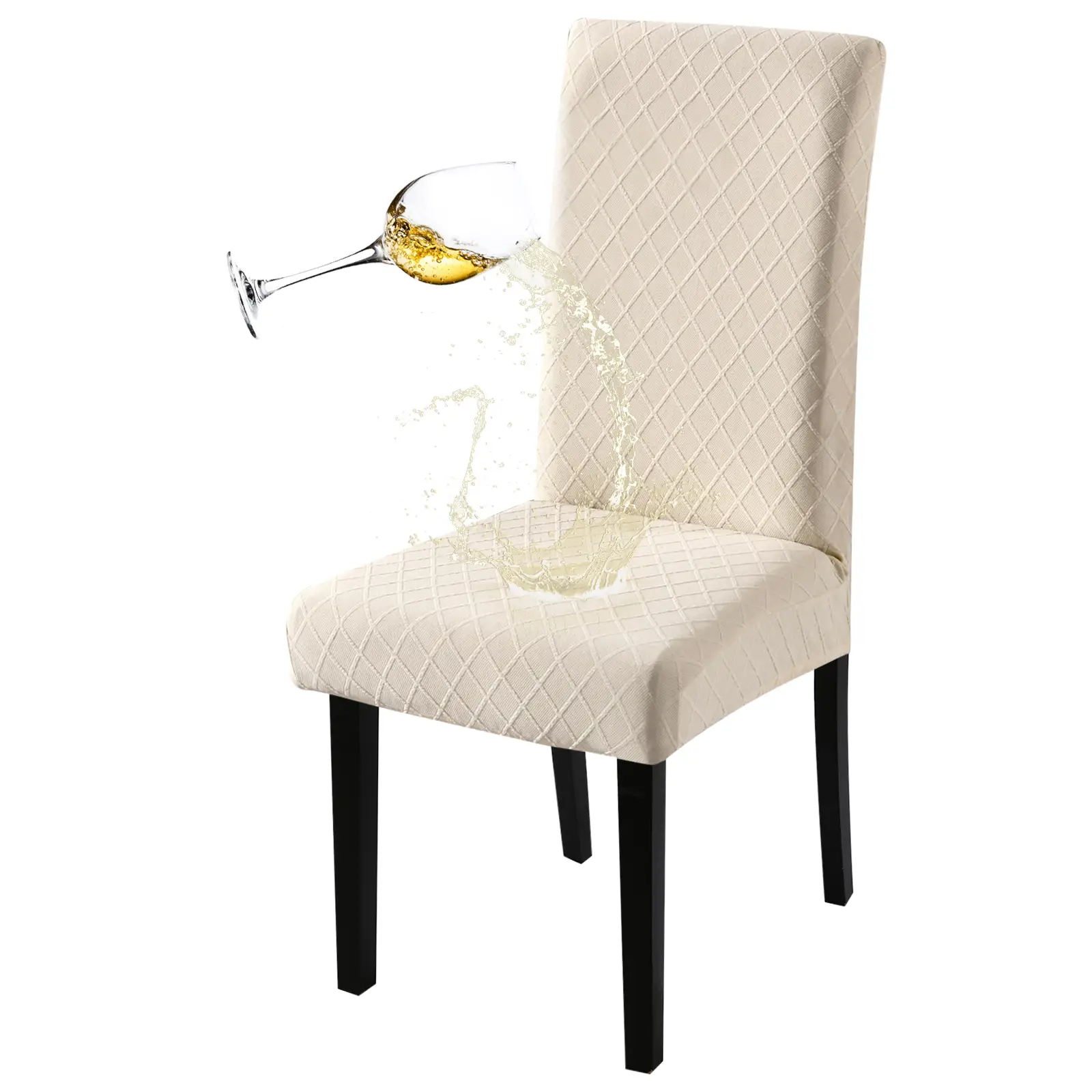 FULOON 100% Waterproof Dining Room Chair Cover Set ，Super Fit Stretch Jacquard Parson Chair Slipcovers Removable Washable Chair Protector for Home，Re