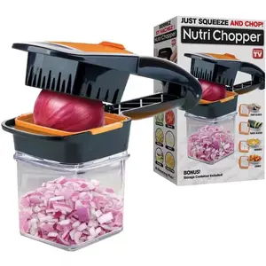 Nutri Chopper 5-in-1 Compact Portable Handheld Kitchen Slicer with Storage Container Utensils Cover
