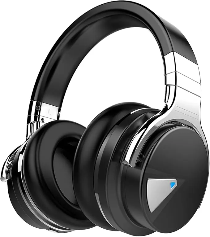 Active Noise Cancelling Over‑Ear Bluetooth Headphones, Wireless Headset with Mic, Deep Bass, Comfortable Protein Earpads, 30H Playtime for Travel & Work, Black
