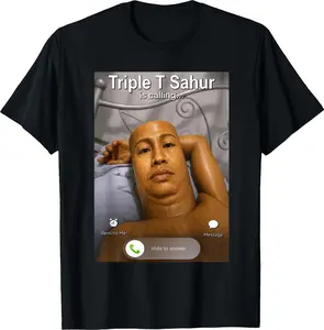 Triple T Sahur is Calling Brainrot Meme T-Shirt Funny Graphic Tees Unisex Cotton Crewneck Top