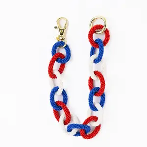 Game Day Beaded Bag Chain Blue + Crimson