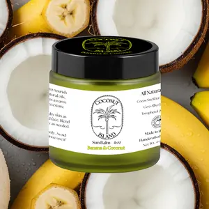 Coconut Island All Natural Sun Balm with Coconut Fragrances - 4 oz - Reef Safe & Non-Nano Zinc Oxide - Made in USA
