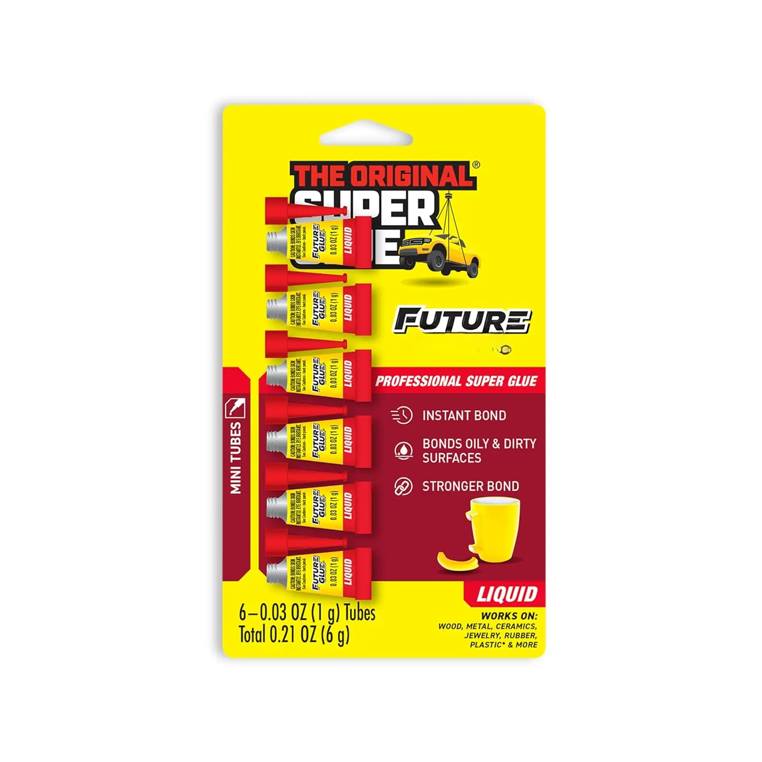 Future  Liquid 6 Mini Single Use Tubes, Clear, Instant Bonding, Fast Dry, Professional Cyanoacrylate Adhesive, Great for Wood, Metal, Plastic, Crafts, Ceramic, and  Repairs