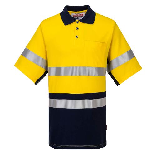 Portwest Short Sleeve Cotton Pique Polo with Tape HiVisTex Reflective Work MP618