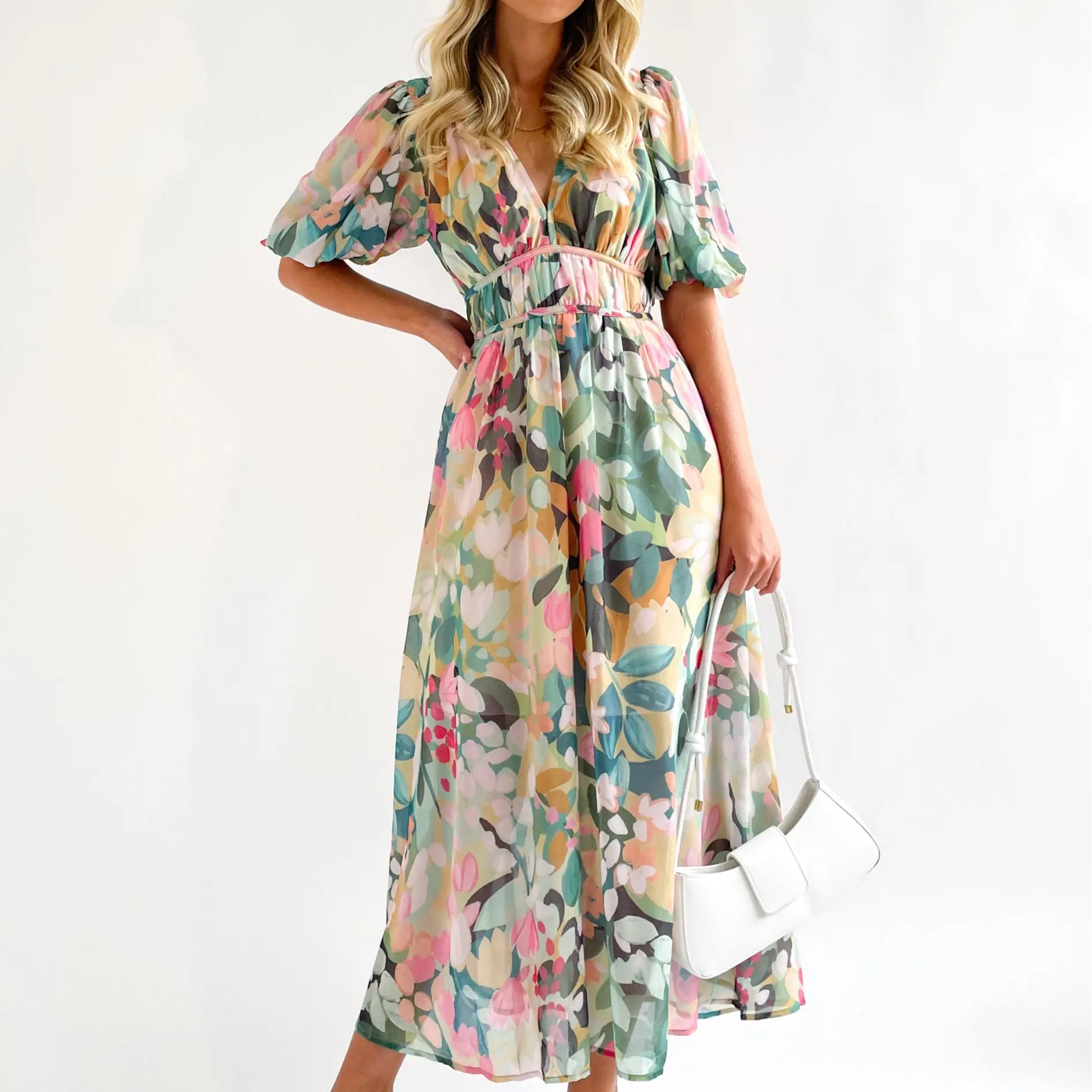 green emerald velvet dress Nocturnal Petal Midi Dress Plum/Blue / L main image 1