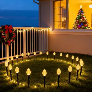 Solar-Powered Crystal Lights, Solar Outdoor Lights, Solar Pathway Lights, 10 LED Christmas Ground Plug Lights, Light Control, 8 Modes, Christmas Decorations, Suitable For Outdoor Spaces, Holiday Display, 650CM/255.9inch
