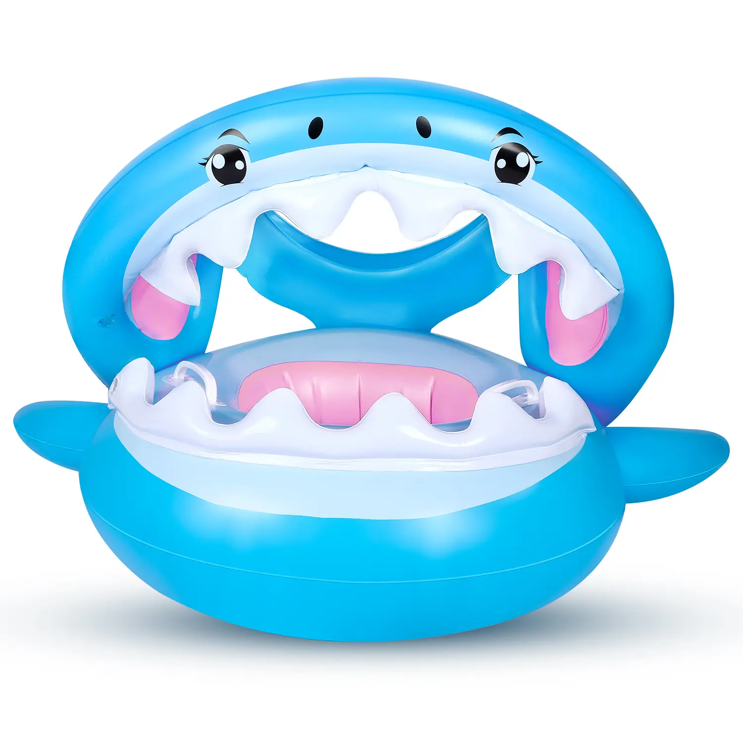 Baby Float Swimming Pool Toddler Floaties with Inflatable Canopy Shark Infant Pool Float for Kids Aged 6-36 Months