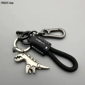 Motorcycle & Car Decoration Keychain, Single Leather Woven Rope Metal Key Ring, Handbag Pendant Ornament, Stylish Universal Auto Accessory & Delicate Small Gift for Men & Women Daily Use