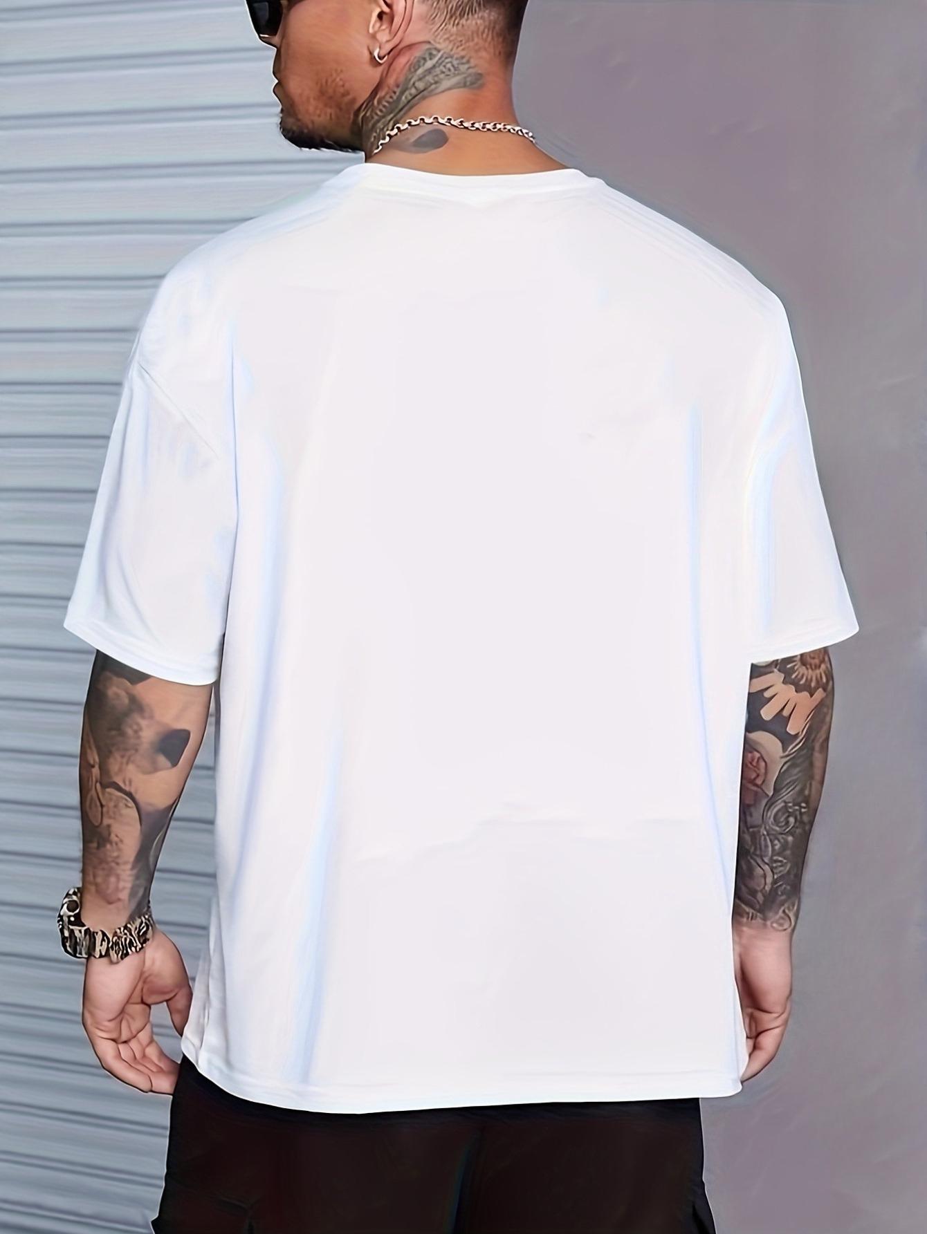 Men's Print Graphic T-Shirt, Short Sleeve Casual Streetwear Tee, Hip Hop Style Fashion Top for Daily Wear