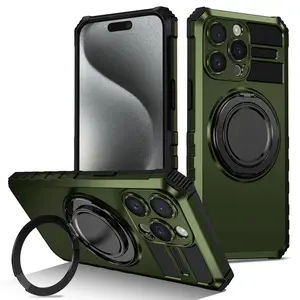 360 Degree Rotatable Car Phone Case with Ring, Shockproof Phone Protective Cover, Phone Accessories Compatible with iPhone 16 15 14 13 12 11 Pro Max, Casing