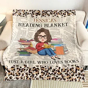 Personalized Book Lover Blanket, Warm Soft Blanket For Women, Just A Girl Who Loves Books, Gift For Daughter, Gift For Bookworm Book Club