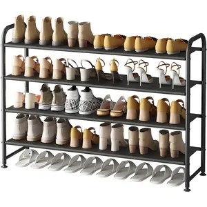 4-Tier Wide Metal Shoe Rack Organizer for Closet Entryway - Holds Up to 24 Pairs with Dustproof Non-Woven Fabric Layers & Corrosion-Resistant Finish