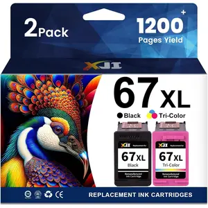 Remanufactured Ink Cartridges Replacement for  67XL 67 XL Black Color Combo Pack, for Deskjet Plus 2700 2700e 2755 2755e 2855e 4100 4100e 4155 4155e 4255e Envy Pro 6000 6055e 6400 6455e Printer