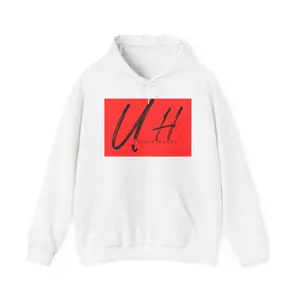 Unisex Heavy Blend™ Hooded Sweatshirt Menswear Tops - White Pullover with Kangaroo Pocket & Drawstring Hood - Casual Long Sleeve Dark Heather