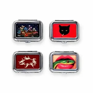 Mini Trinket Box Portable Tiny Ashtray Little Tins Pills Container Jewelry Organizer Decorative Small Boxes Vintage Case