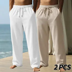 Men’s 2-Pack Spring/Summer Ice Silk Cooling Pants — Lightweight, Breathable, Drapey Quick-Dry Wrinkle-Resistant Casual Straight-Leg Pants for Gym, Sports, and Commuting; Comfortable and Versatile Must-Haves