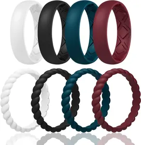 Women's Bridal Rings Sets, Inner Arc Ergonomic Breathable Design Silicone Rubber Wedding Bands
