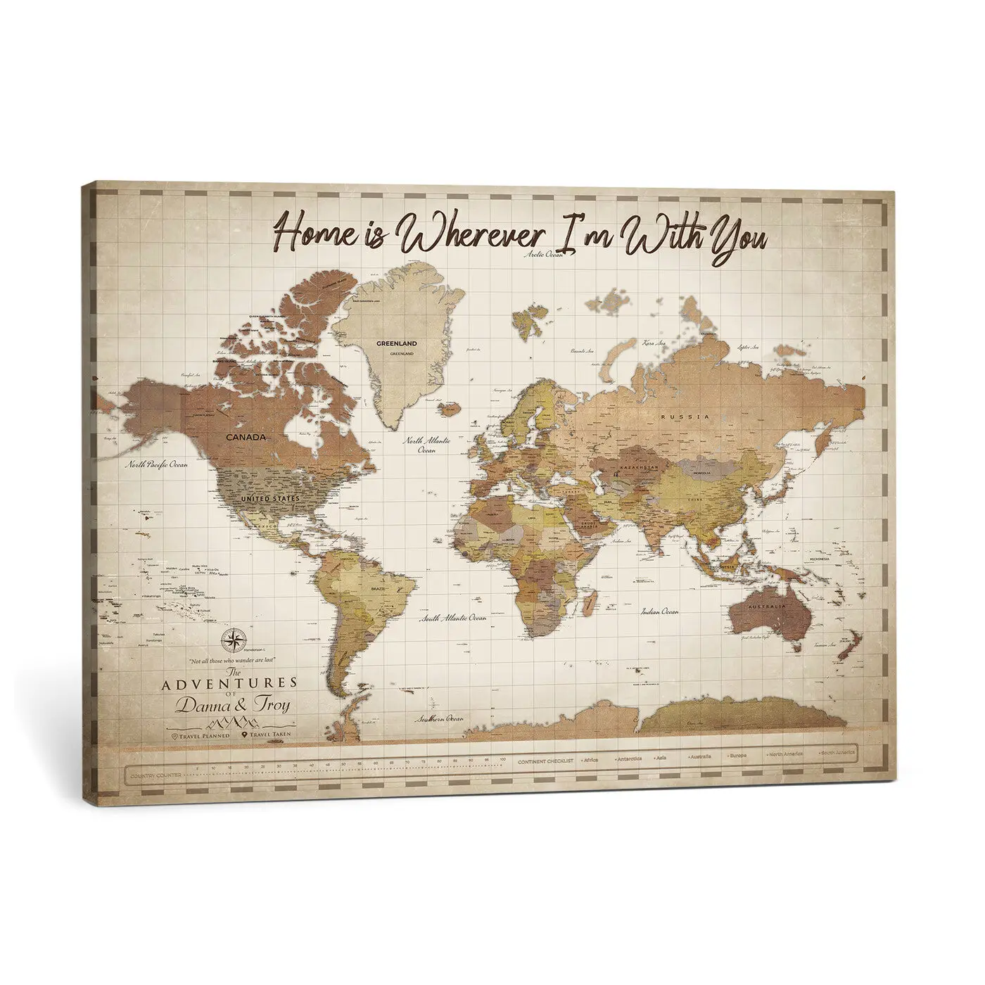 Custom Push Pin Travel World Map Canvas Print - Multi-Size Personalized Home Decor Wall Art