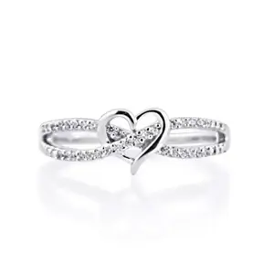1 PC Silver Heart Cross Stacking Promise Ring Delicate Forever Ring