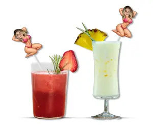 Personalized Bikini Face Plastic Straws