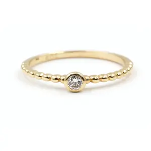 Diamond Solitaire Stackable Ring - 14k Yellow Gold - 0.10ctw