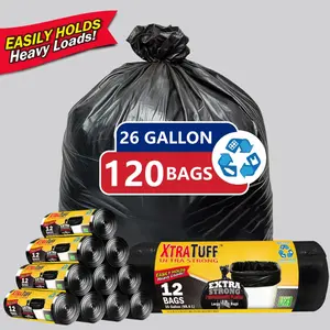 Xtratuff Tall Kitchen Trash Bags 26 Gallon Black Trash Bag Unscented BPA FREE 120 Count Garbage Bags Strong Rubbish Bag