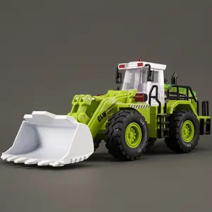 Alloy Bulldozer Toy Model With Movable Roller Removable Engine Hood Light Sound Effects Rubber Tires Inertia Sliding Function Simulation Engineering Vehicle monster truck ramp
