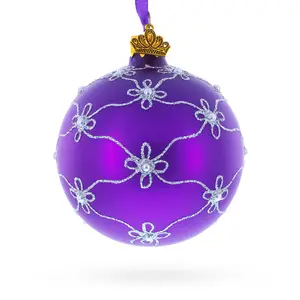 1906 Royal Swan Purple Glass Ball Christmas Ornament 3.25 Inches
