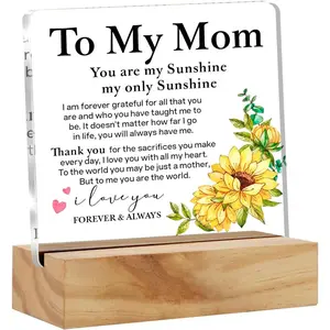 Mom Gifts from Daughter Son - Mothers Day Birthday Gifts for Mom Mama - You Are My Sunshine Mother Acrylic Plaque Desk Decor Sign 4x4 Inches