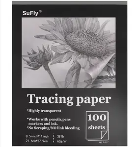 Tracing Paper 8.5x11 inch, 100 Sheets Transparent Vellum Paper for Tracing Pads, 38lb/60gsm Translucent Tracing Paper for Pencil, Marker and Ink - Trace Images, Sketch, Preliminary Drawing, Overlays.