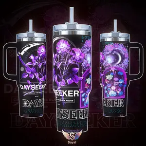 DAYSEEKER Creature in the Black Night 20 - 40 oz Vacuum Insulated Cup Straw Keeps Drinks Hot Cold 12H+ For Rock Lovers & Aesthetic Vibes AlternativeRock Leak-Proof Insulated Cup for Fans Daily Vibe