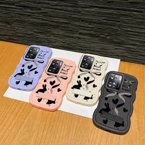 1 Piece black rabbit Stylish Suitable For One Plus Nord N300/Nord N20 Phone Case Cover With Flexible Finish Featuring Elegant And Stand For Outdoor Compatible With 1+Nord N300