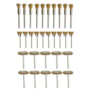 30Pcs Brass Steel Wire Brush Polishing Wheels Full Kit for Rotary Tools