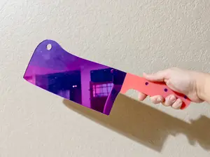pink girly knife cleaver halloween bloody mirror knife purple girly halloween decor cutie horror wall art
