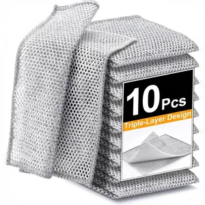 Stainless Steel Dishwashing Cloth, 10pcs Reusable Steel Wire Cleaning Cloth, Suitable for Kitchen Utensils, Sinks, Durable Easy Clean, Tableware, Stoves