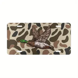 Old School Camo "Duck" Vanity Plate, Aluminum Front License Plate - 6x12 - Inch Polished Metal Standard Plate, Easy To Install, For Decor Only