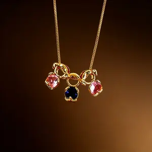One/Three Kids Birthstone Interlocking Necklace, Sentimental Mother Child Bond Pendant Jewelry, Dainty Personalized Keepsake, Ready to Gift Mother's Day Graduation Gift for Mom Women Daughter Teen Girls