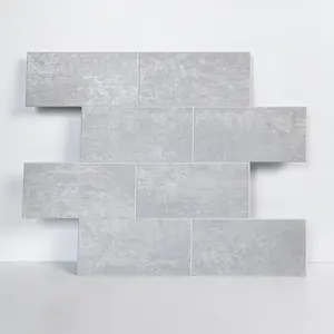 COLAMO Silver White Peel and Stick Subway Tiles Vinyl Backsplash wallpaper stone  panel