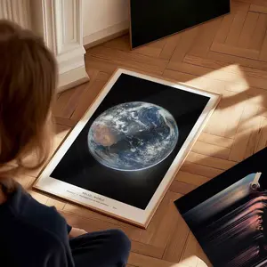 Hello World NASA Poster, Artemis II Earth Photo Blue Marble Print, Reid Wiseman Space Art, NASA Gift, Planet Earth Poster, Framed Print