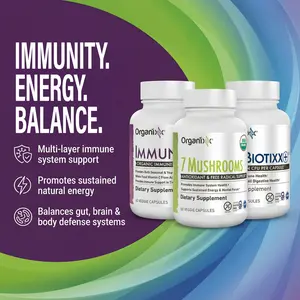 Organixx Immune-Boosting Bundle – 7  Mushrooms + Immunity 3 + ProBiotixx, Immune Support, 60 Capsules Each