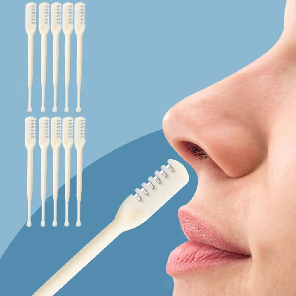 Double-ended Nose Hair Trimmer, 10pcs/set Portable Manual Nose Hair Shaver, Nose Hair Cleaning Tool, Personal Care Accessories for Men & Women, Christ